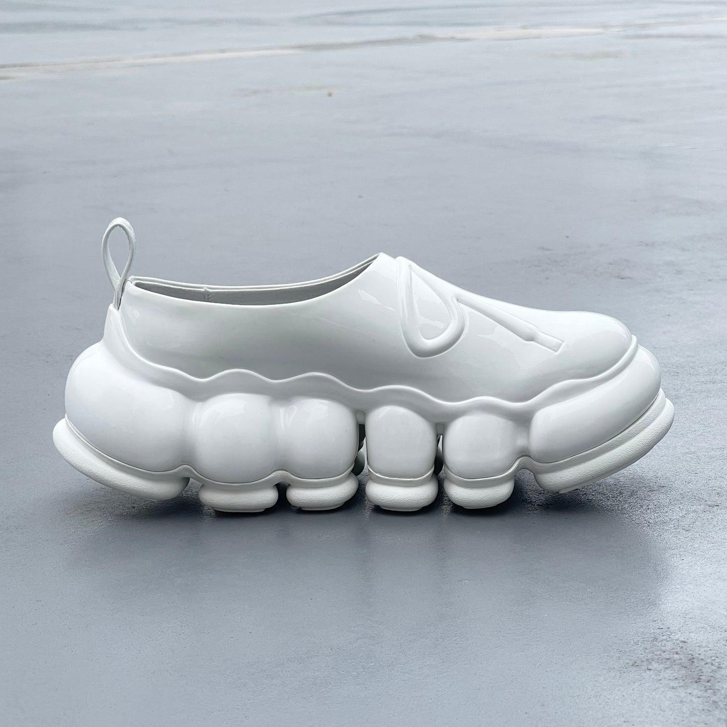 NEW JEWELRY EMBOSS SABO / WHITE / リボンシューズ