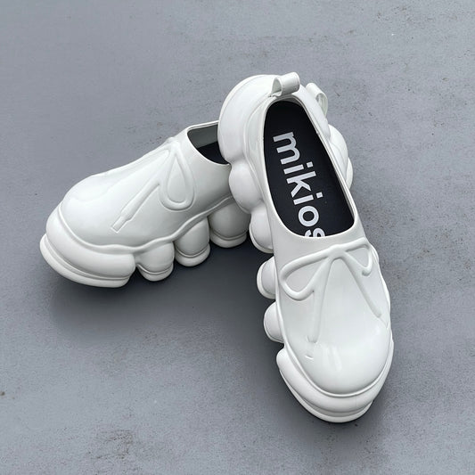 NEW JEWELRY EMBOSS SABO / WHITE / リボンシューズ