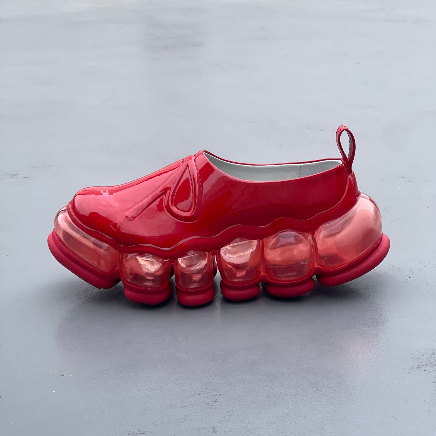 NEW JEWELRY EMBOSS SABO / RED / リボンシューズ