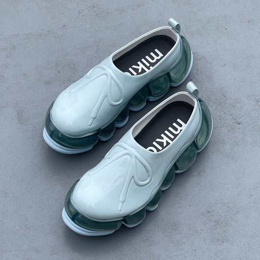 NEW JEWELRY EMBOSS SABO / GRAY / リボンシューズ