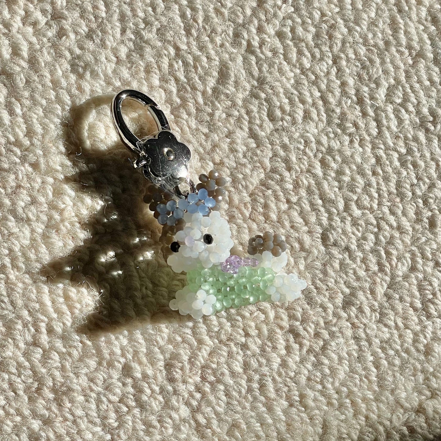 Spotted Rabbit Key Ring / Mint / うさぎのビーズキーリング