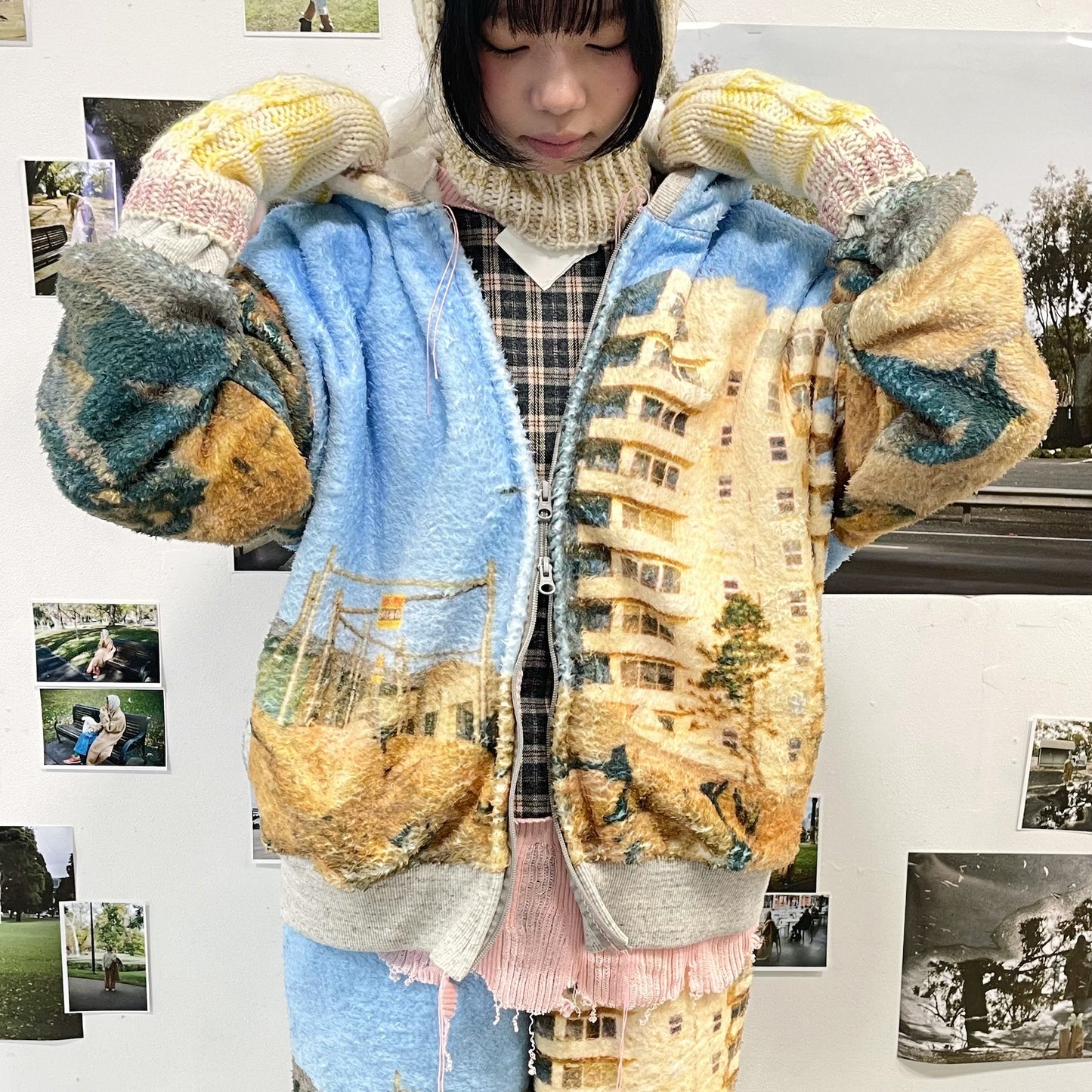 boa print zip-up parka / 風景 / ボアプリントジップパーカー
