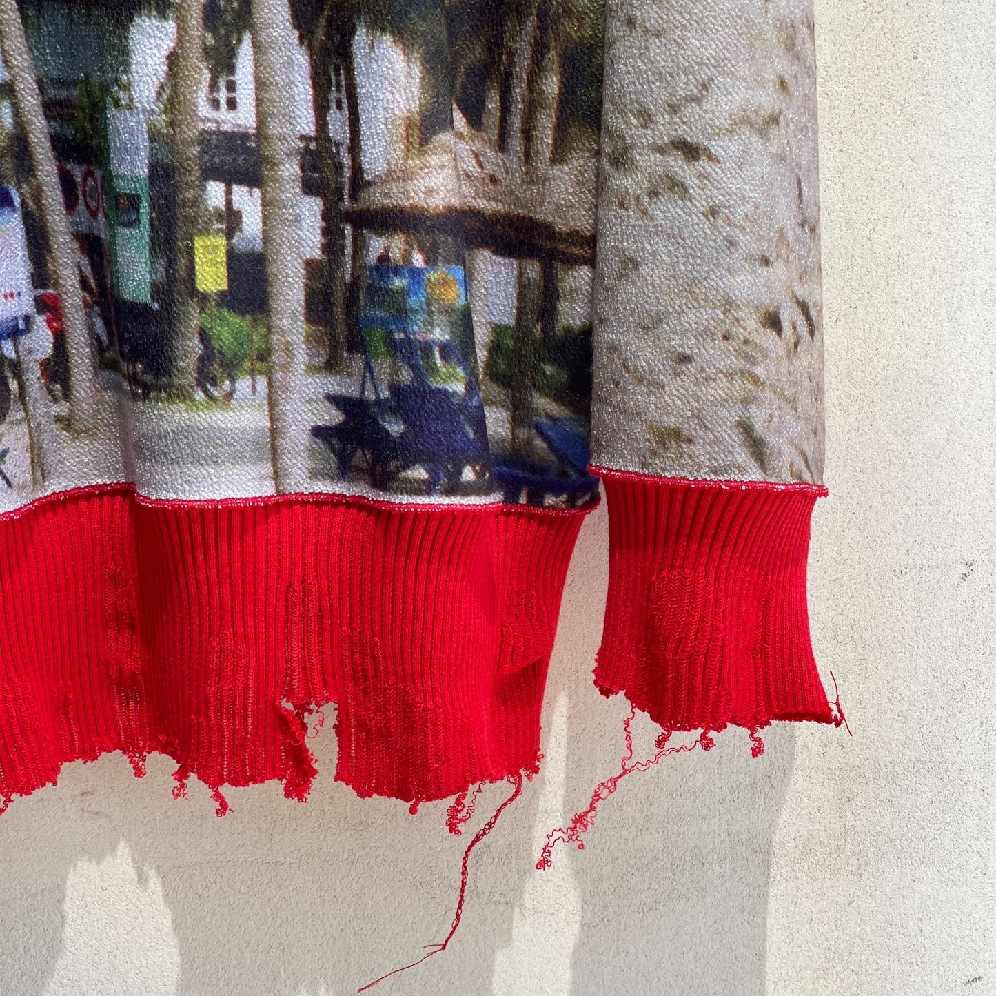 print sweat rib top / beach - red / プリントスウェットリブトップ