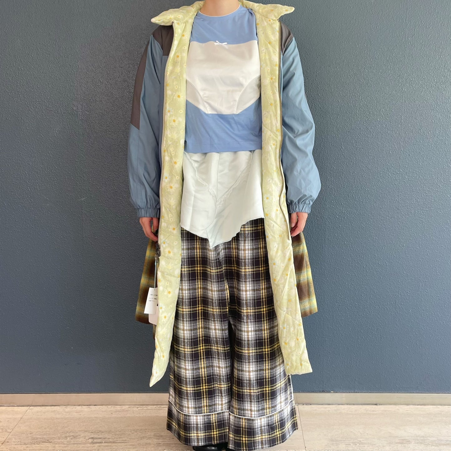 ALL IN ONE GIRL / GREEN GRAY / リバーシブルロングコート