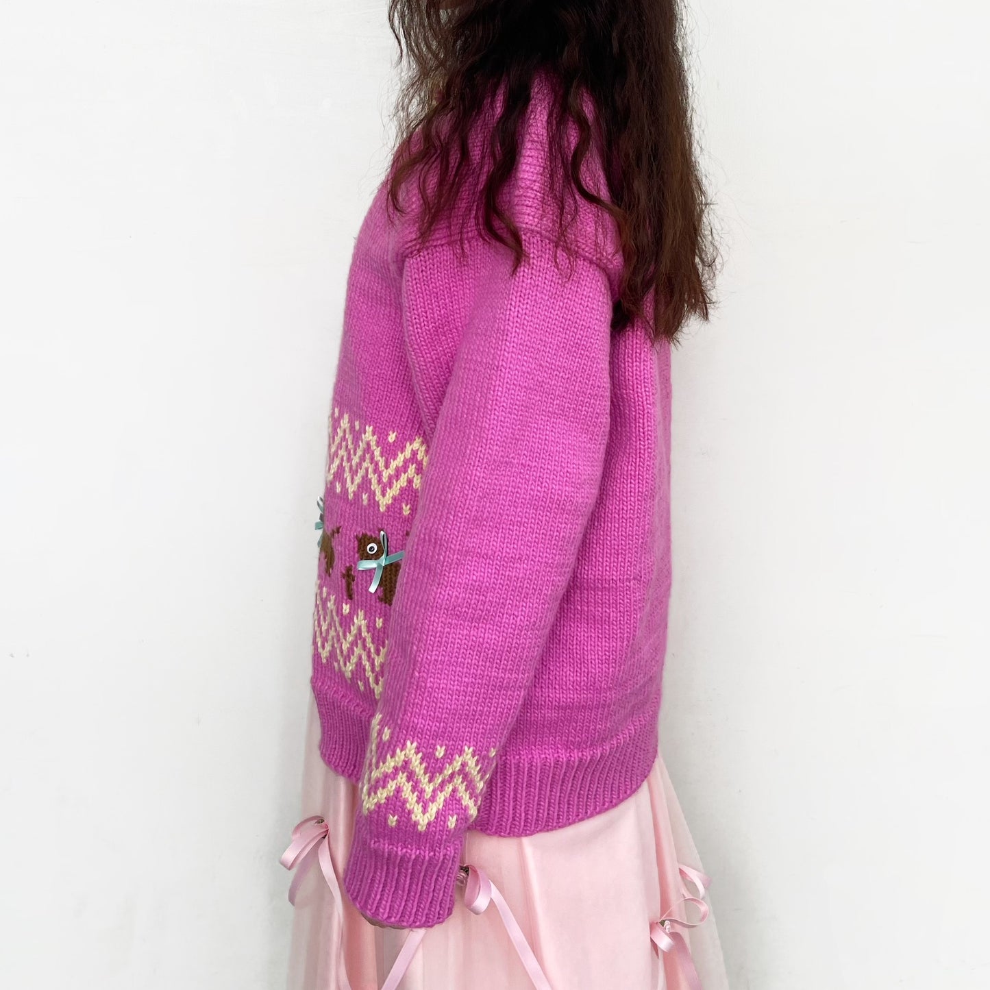 Puppies knitted jacket / Pink / パピーニットジャケット