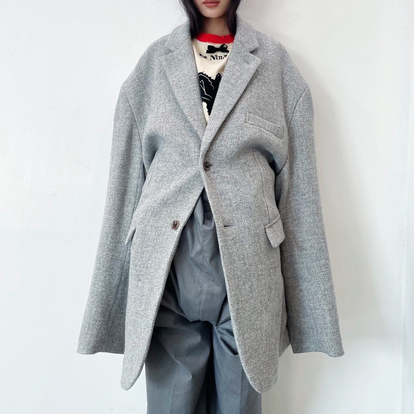 drape jacket / gray / しわジャケット