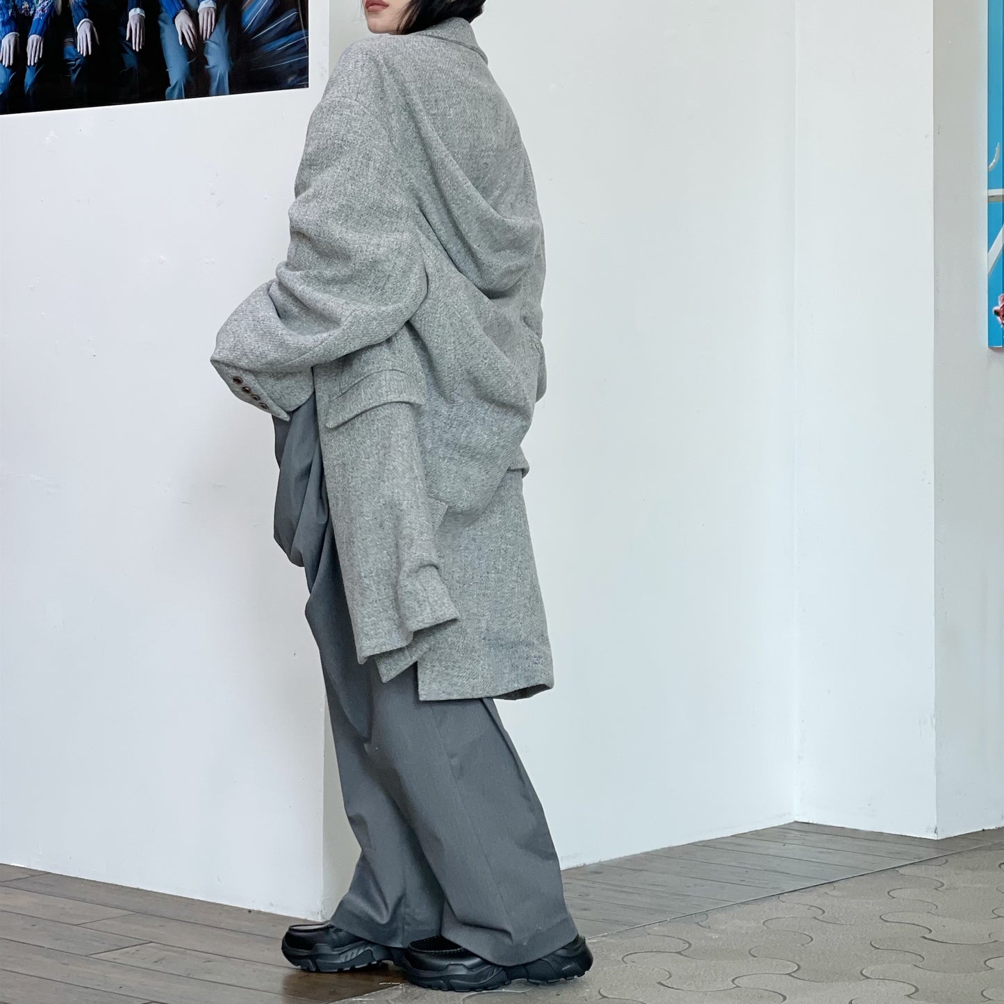drape jacket / gray / しわジャケット