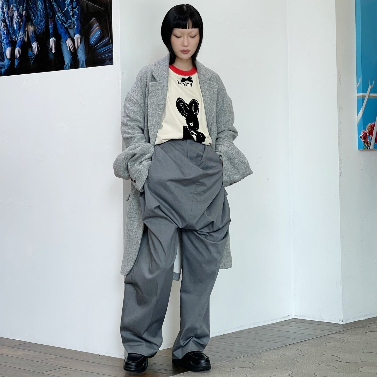 drape jacket / gray / しわジャケット