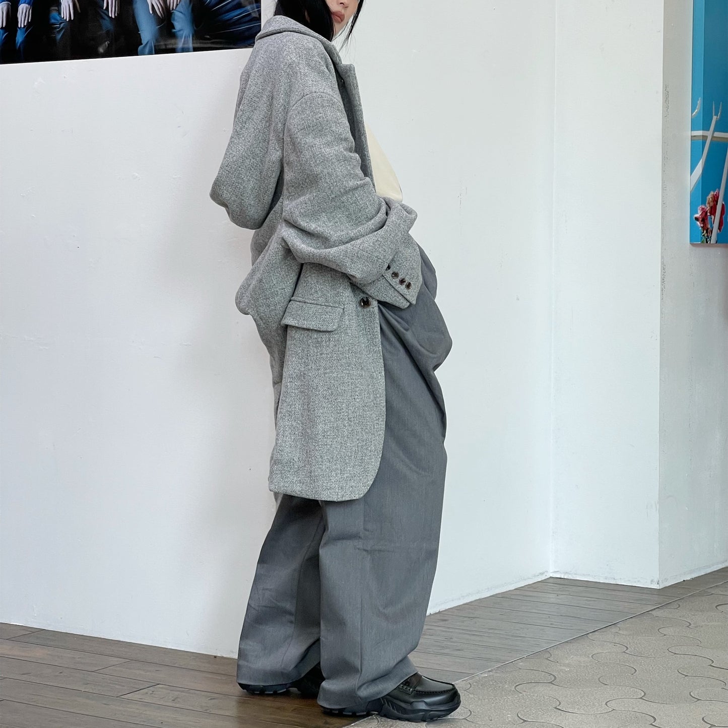 drape jacket / gray / しわジャケット