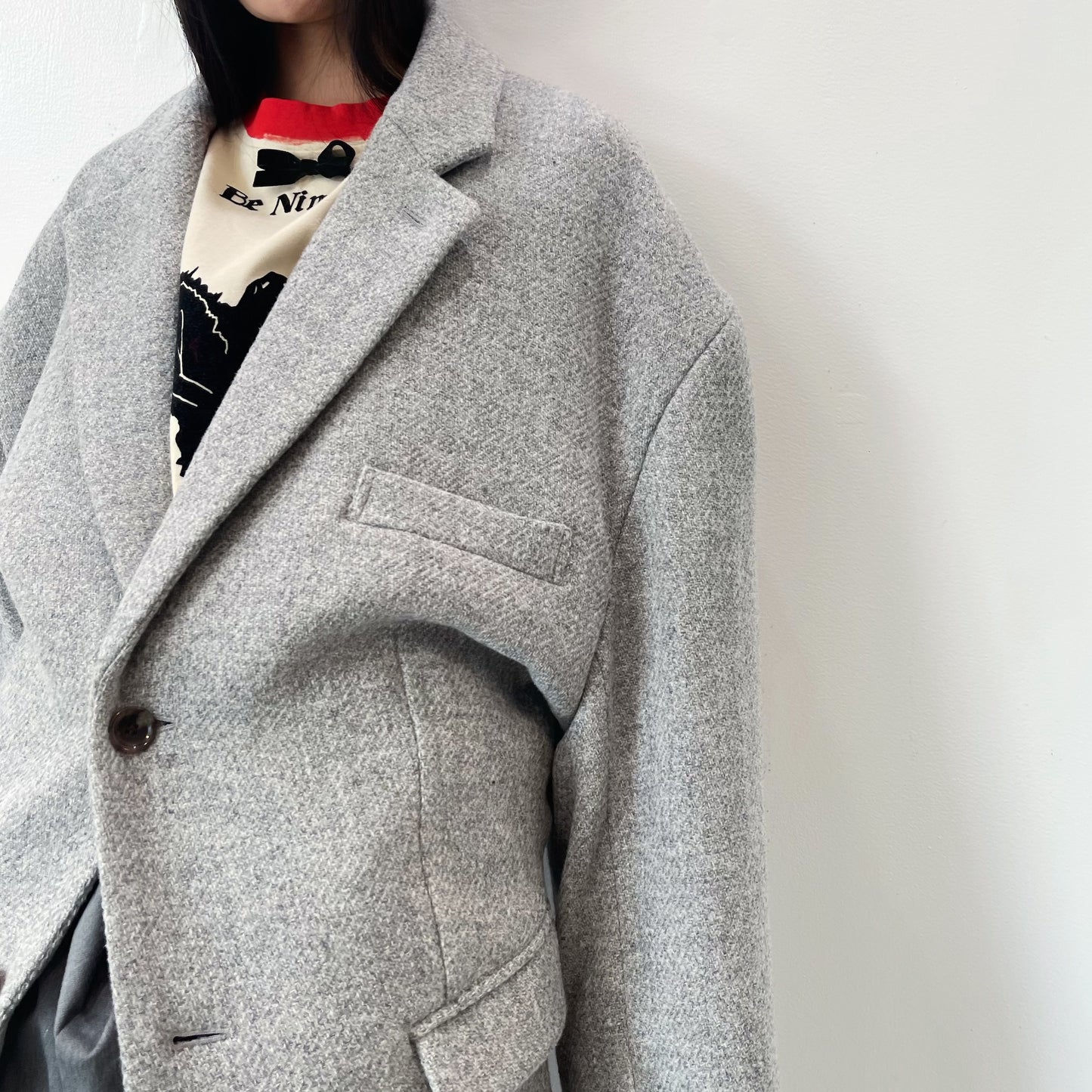 drape jacket / gray / しわジャケット