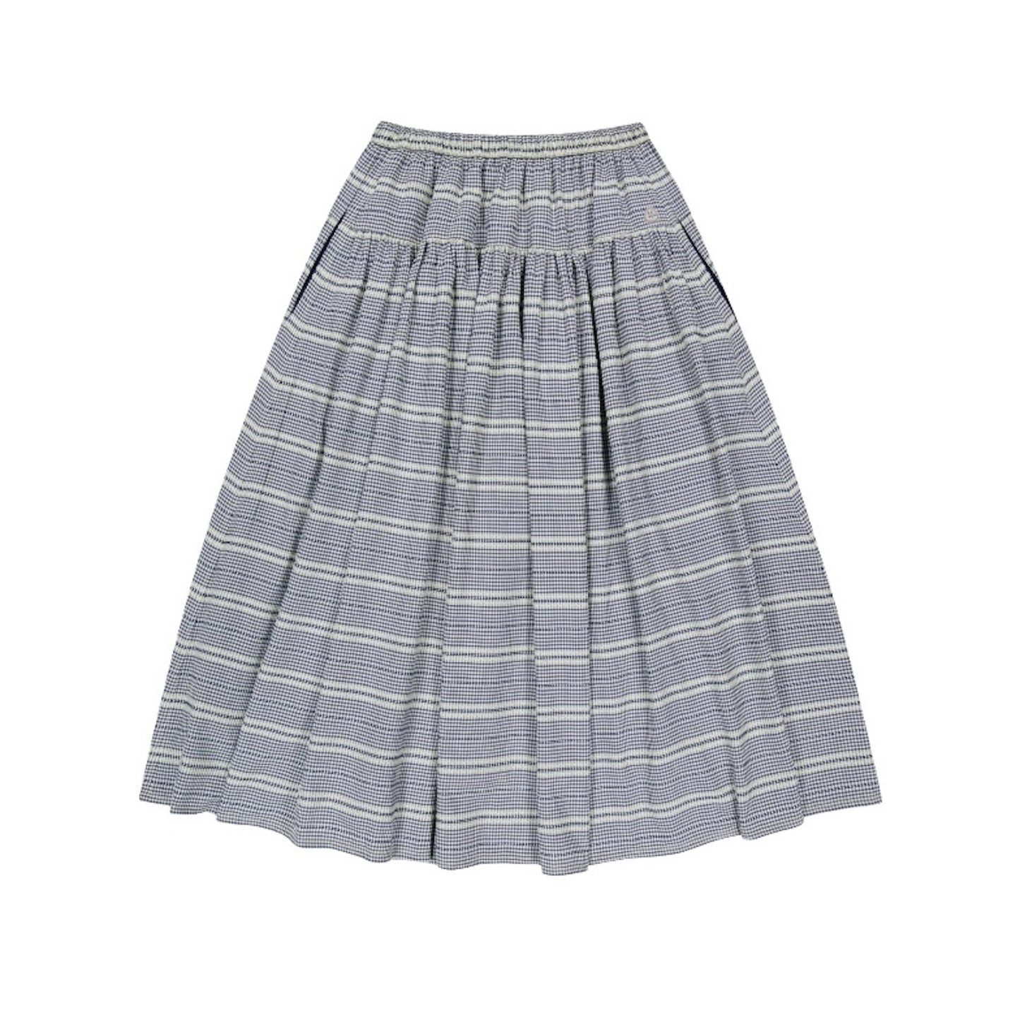WIDE SHIRRING SKIRT / NAVY / ワイドシャーリングスカート