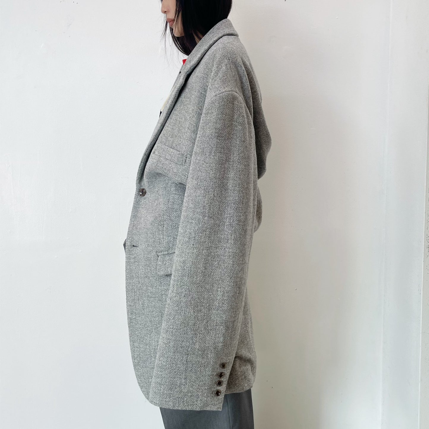 drape jacket / gray / しわジャケット