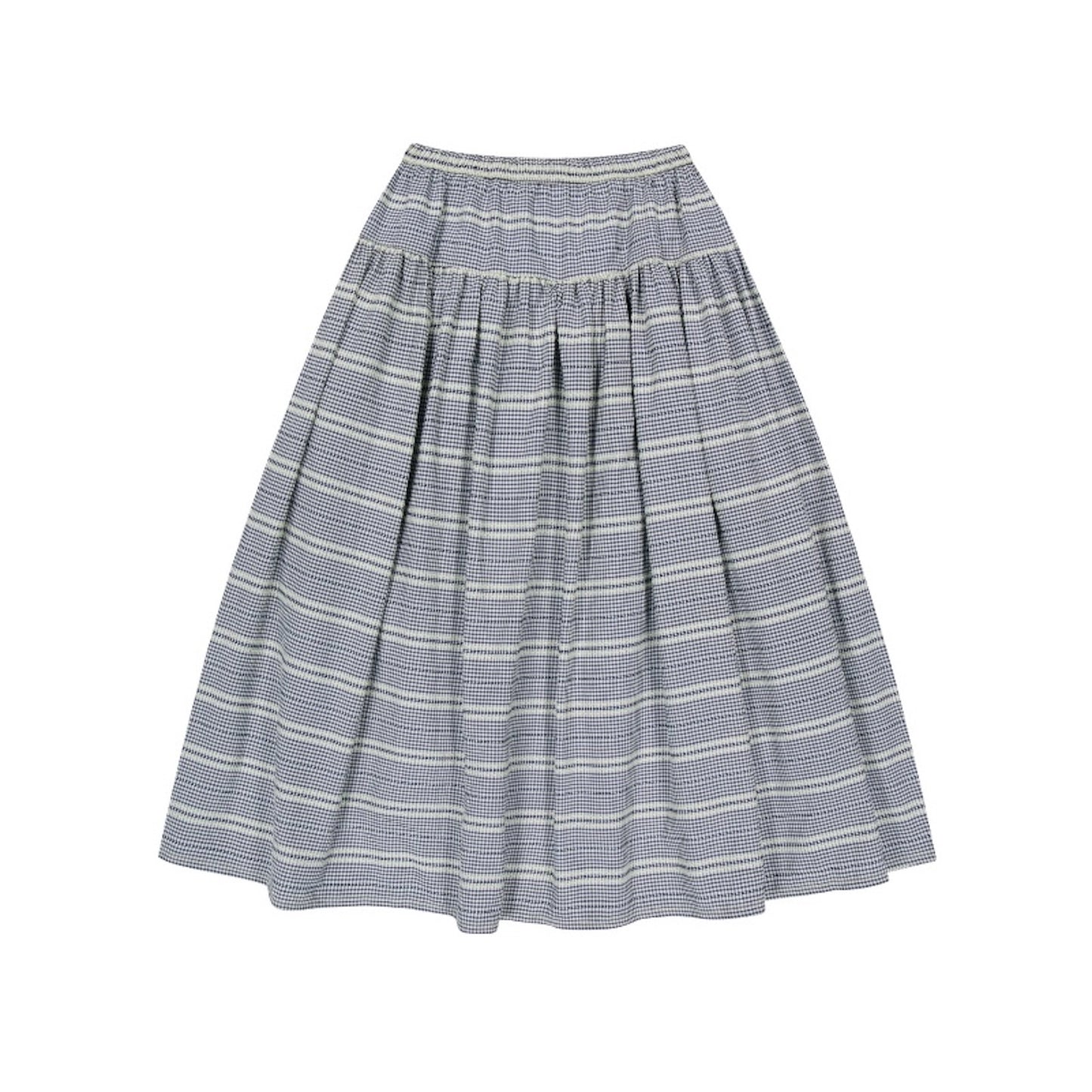 WIDE SHIRRING SKIRT / NAVY / ワイドシャーリングスカート