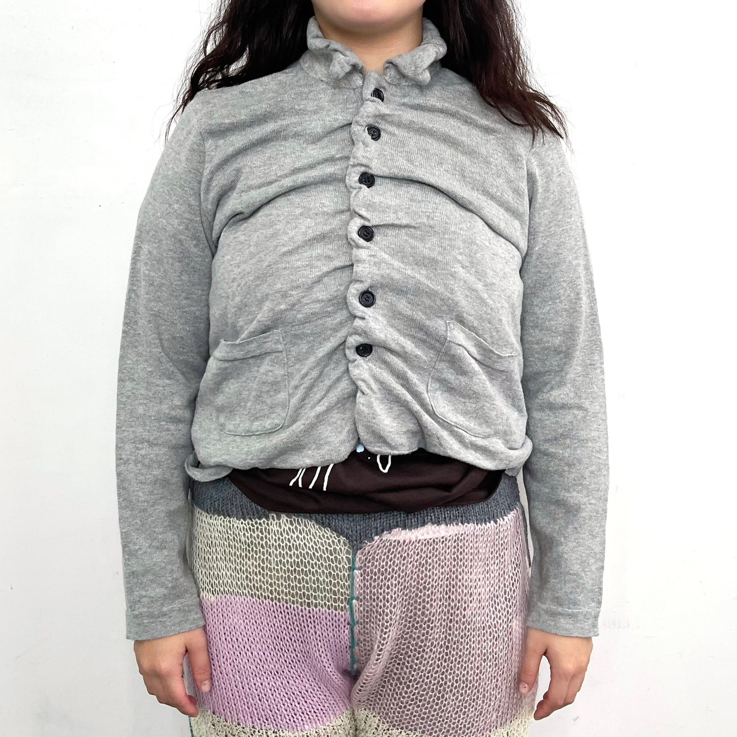 undulated cardigan / gray / コットンカーディガン