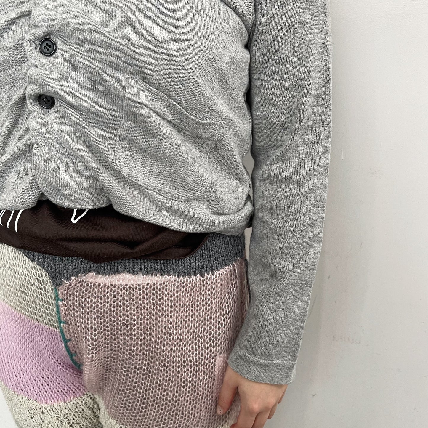 undulated cardigan / gray / コットンカーディガン