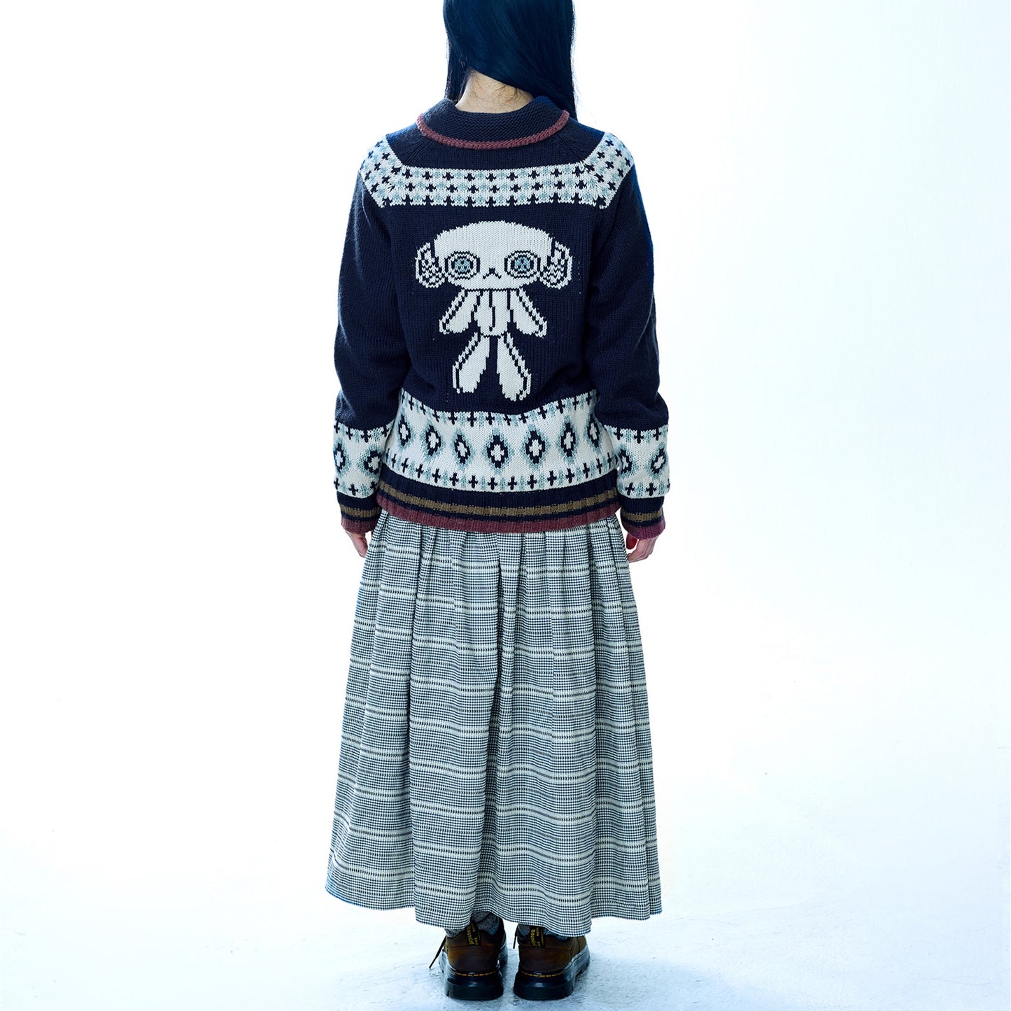 WIDE SHIRRING SKIRT / NAVY / ワイドシャーリングスカート