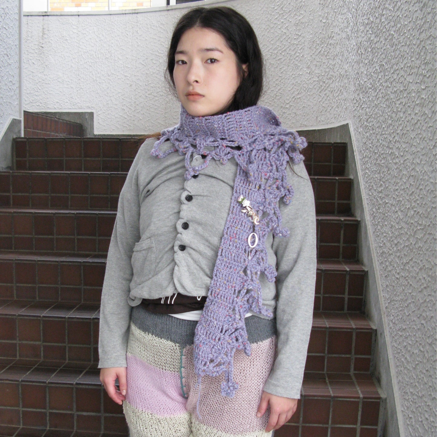 undulated cardigan / gray / コットンカーディガン