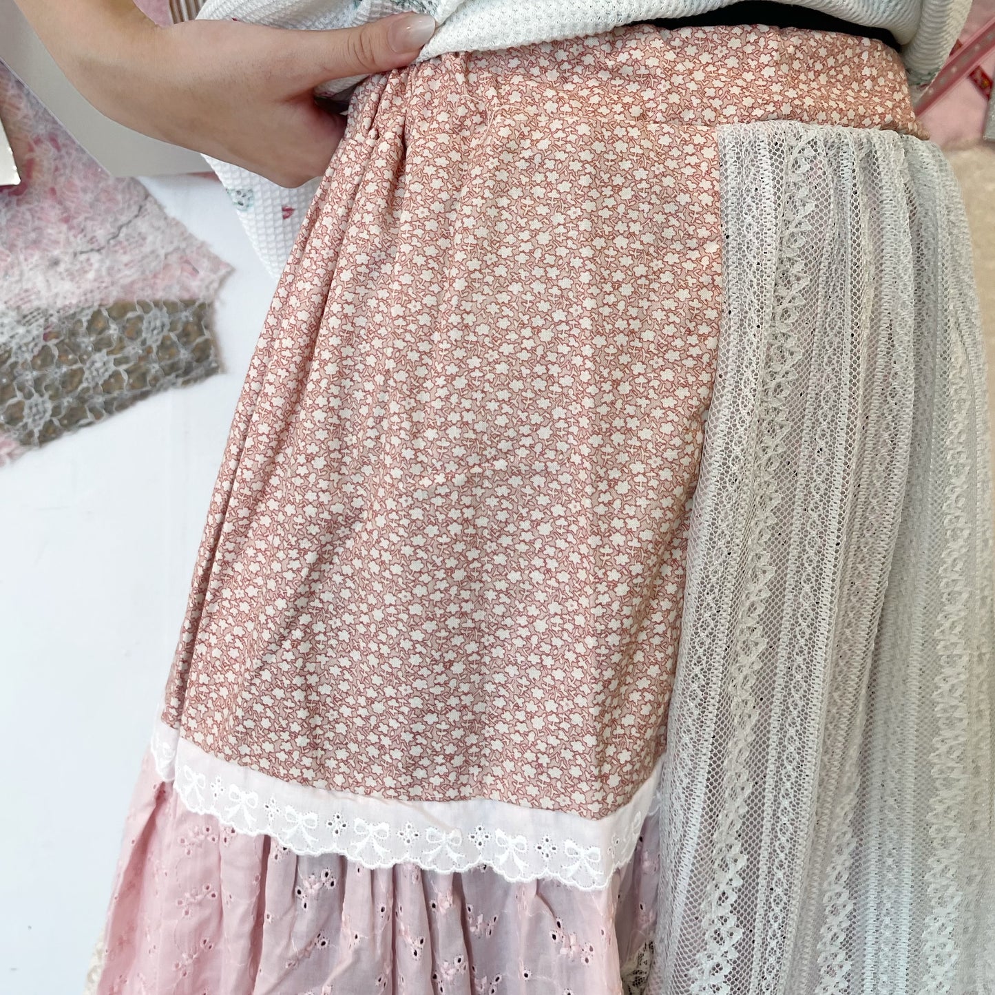 crazy skirt / Pink mix / レースパターンスカート