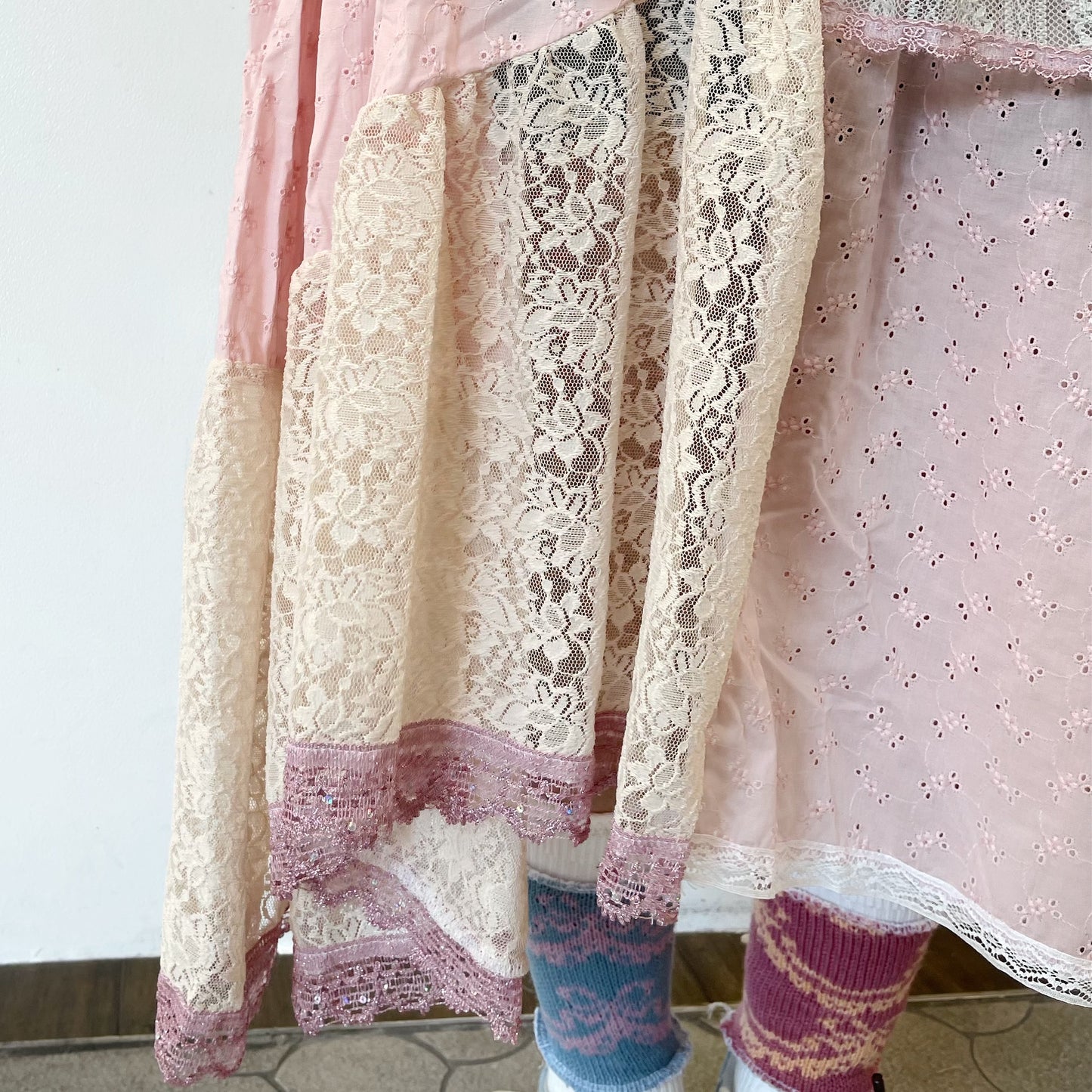 crazy skirt / Pink mix / レースパターンスカート