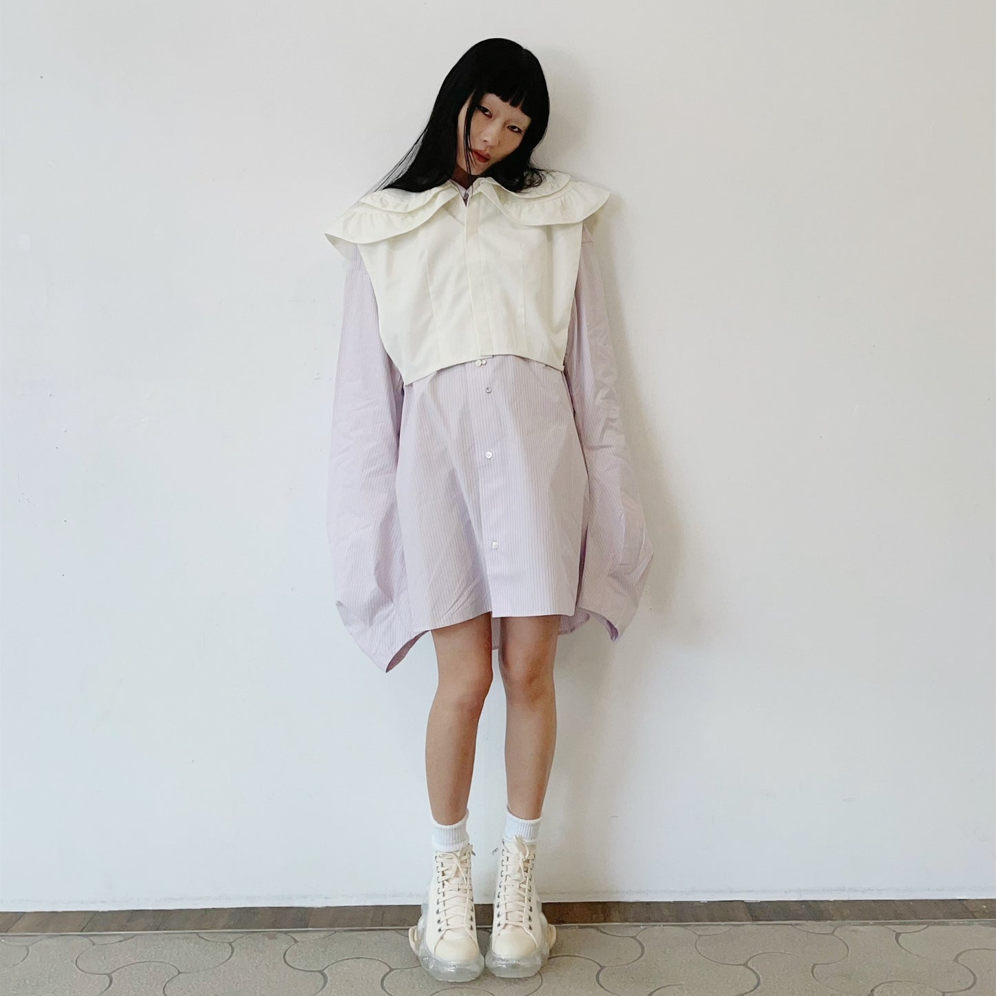 DOUBLE COLLAR BLOUSE / WHITE / ダブルカラーブラウス
