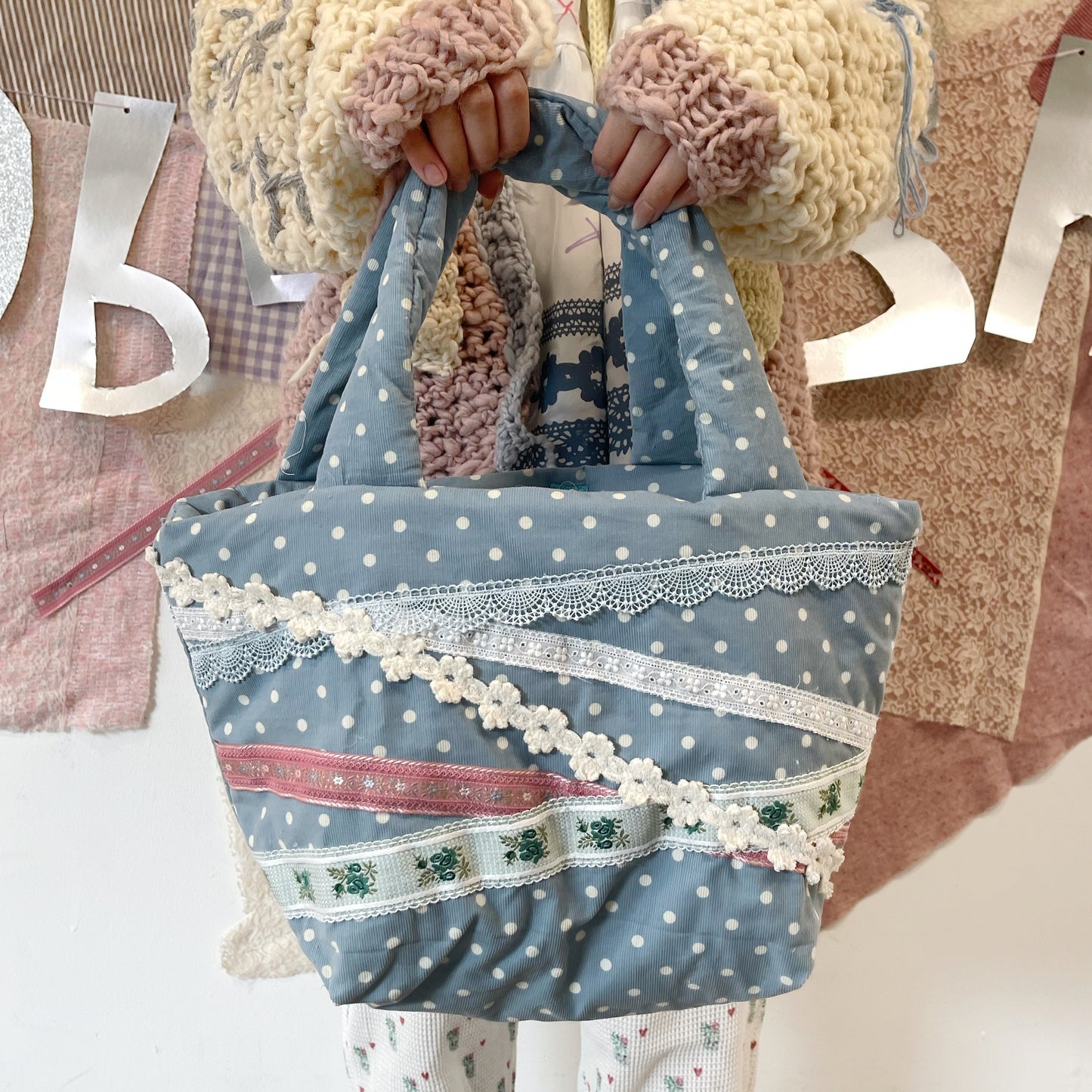 Winter tote bag / Puff Skyblue / ウィンタートートバッグ