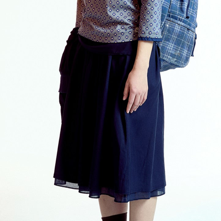 STRAP SHIRRING SKIRT / NAVY/ ストラップシャーリングスカート