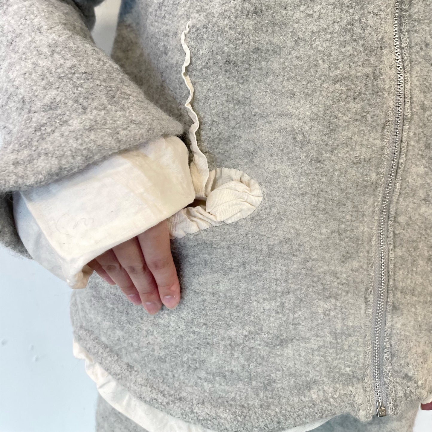 fulling hoody / gray / 縮絨ニットフーディー