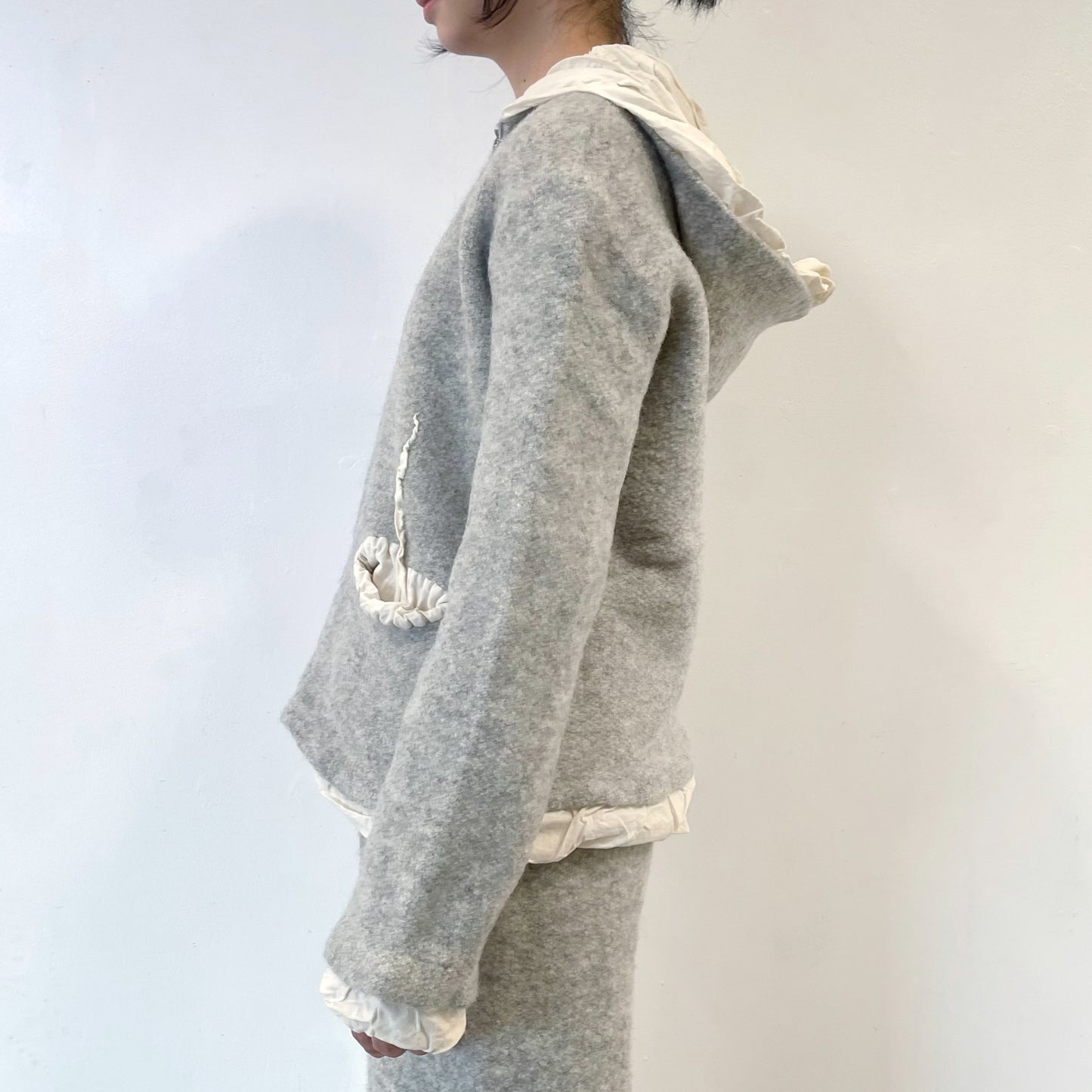 fulling hoody / gray / 縮絨ニットフーディー