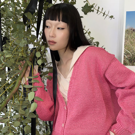 【SHEEP別注】Grunge airy knit cardigan / PINK / ニットカーディガン