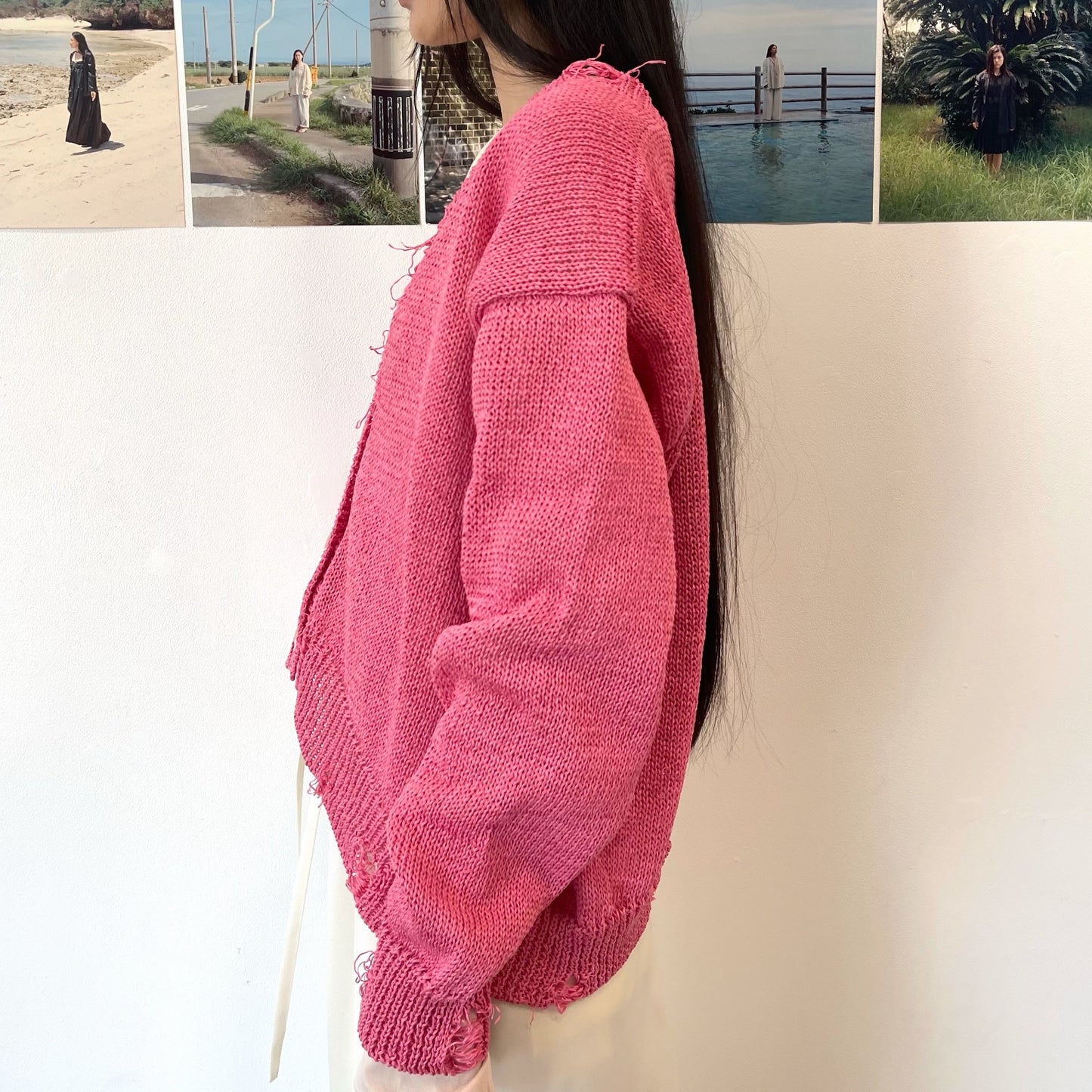 【SHEEP別注】Grunge airy knit cardigan / PINK / ニットカーディガン