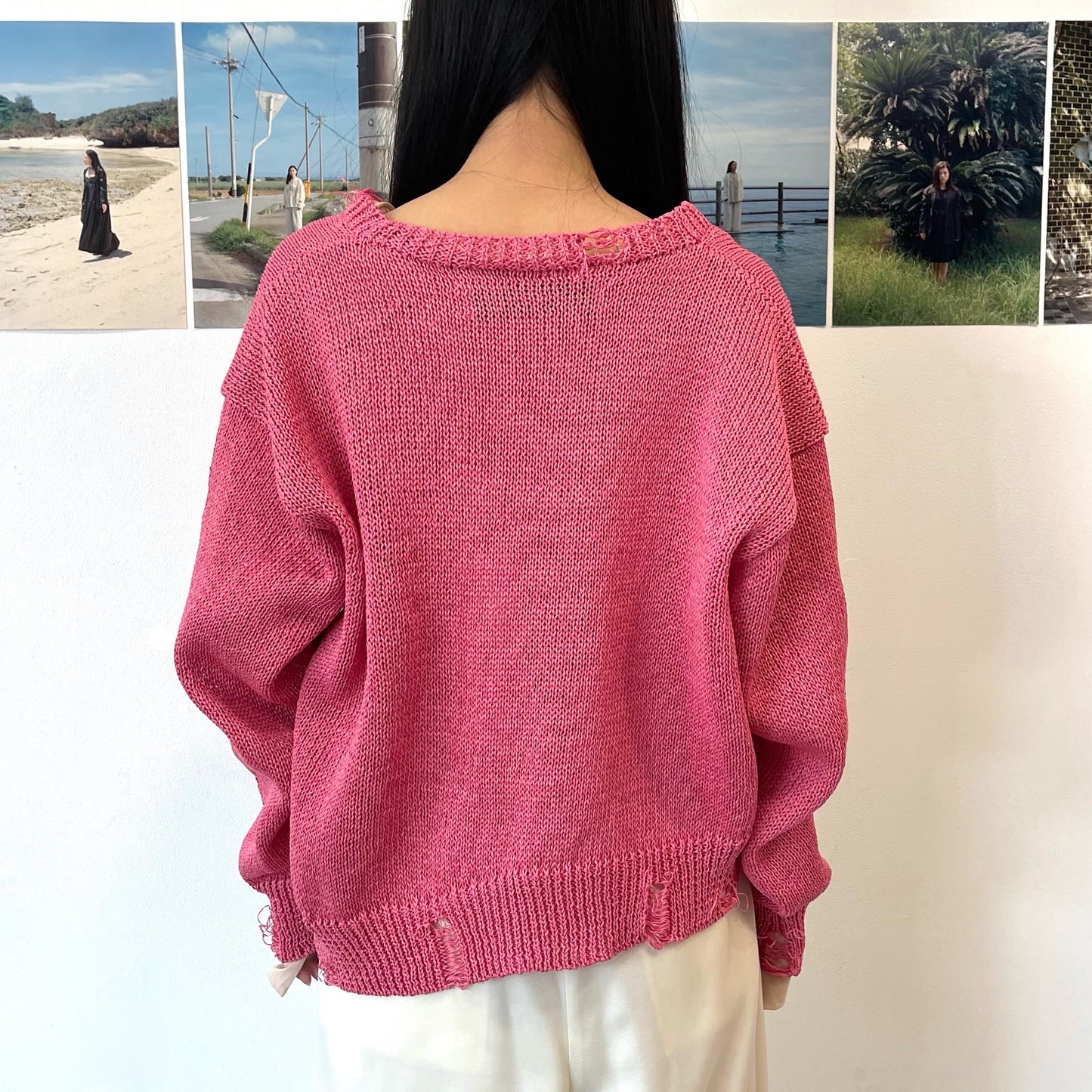 【SHEEP別注】Grunge airy knit cardigan / PINK / ニットカーディガン