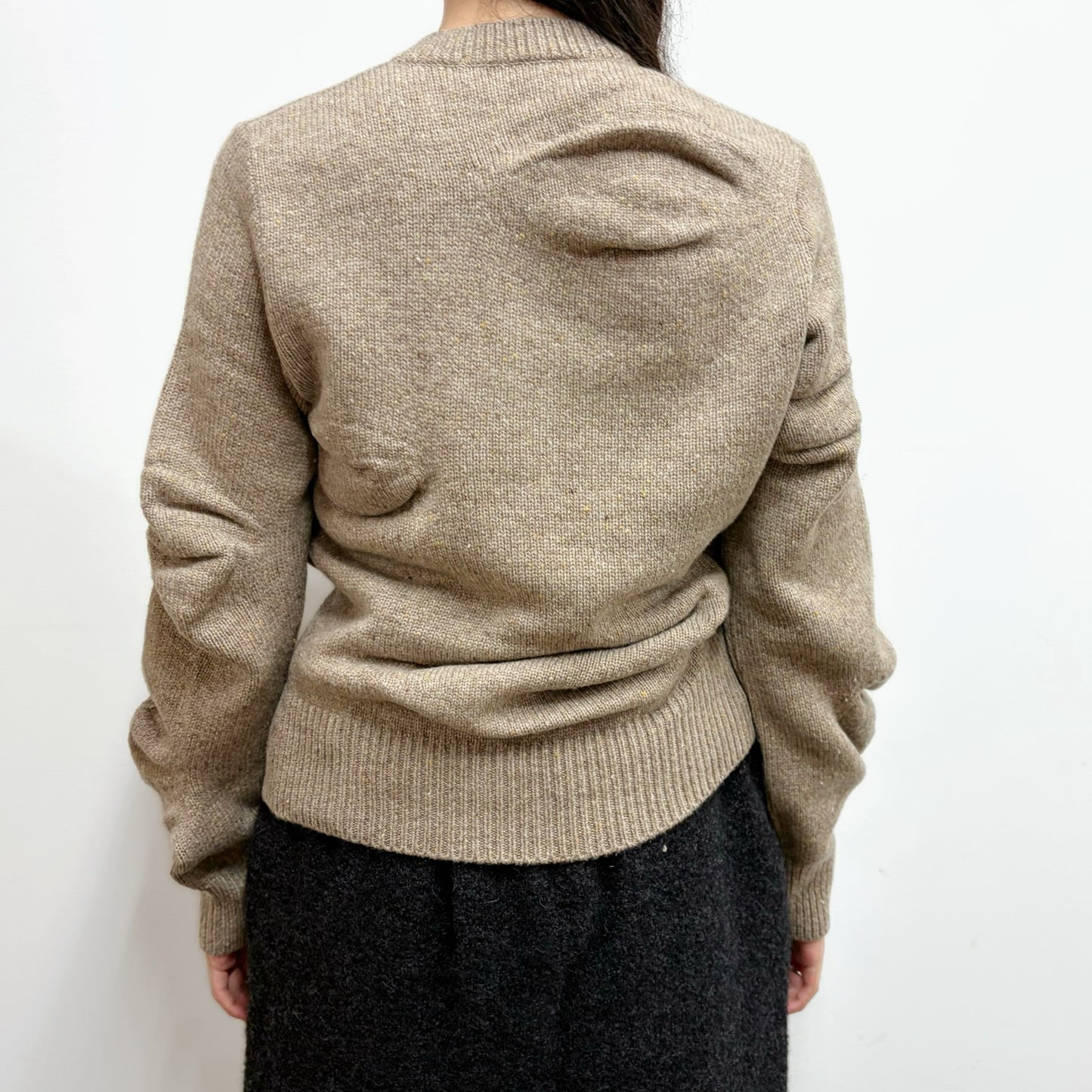 unstable cardigan / beige / シルエットニットカーディガン