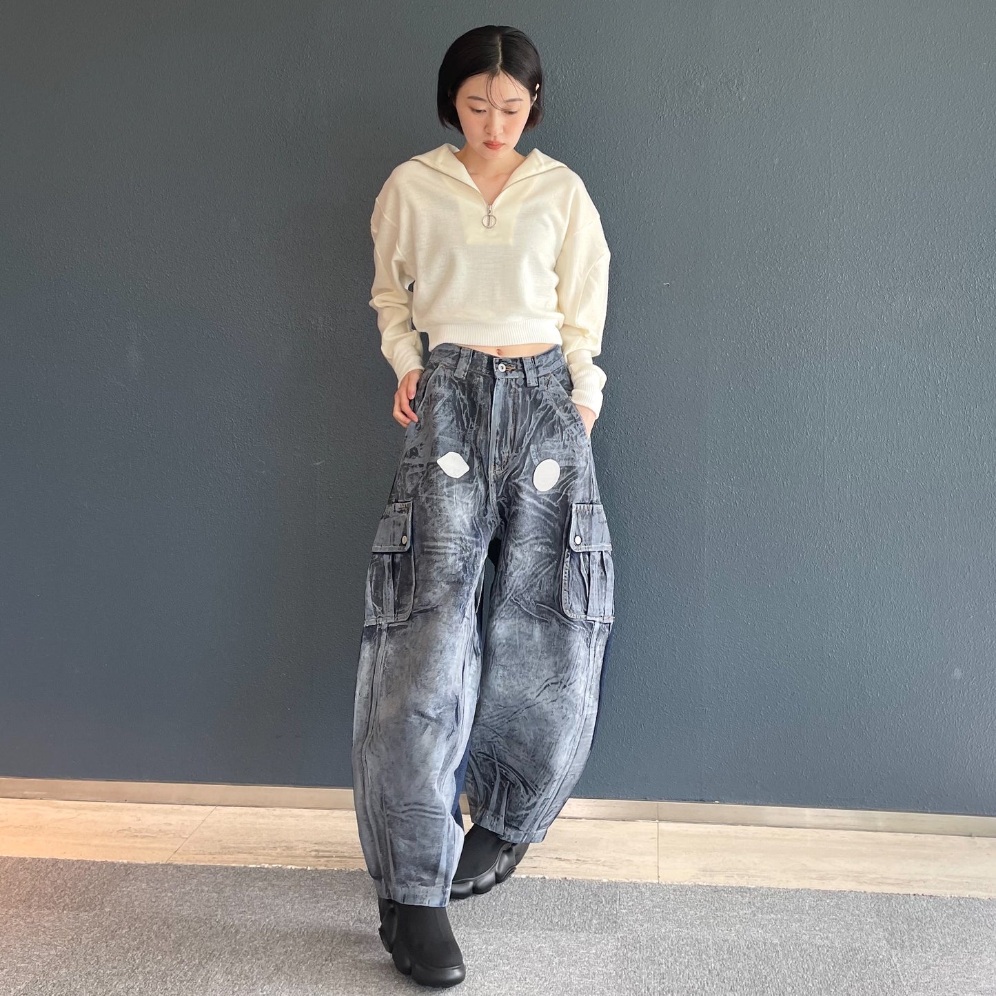 sailor top / off white / ハーフジップセーラートップ