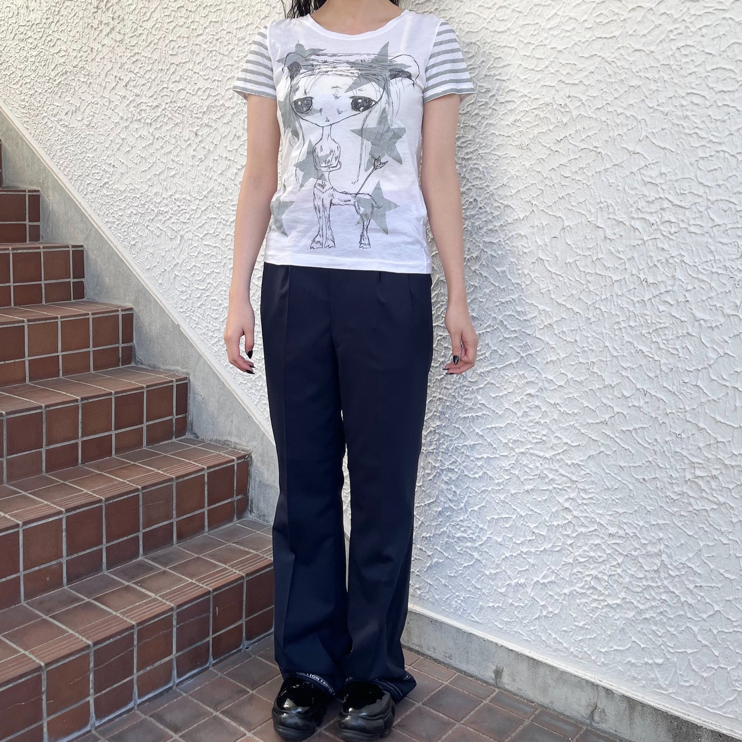 【trust teji 】Star drawing tee+ / White / ドローイングTシャツ