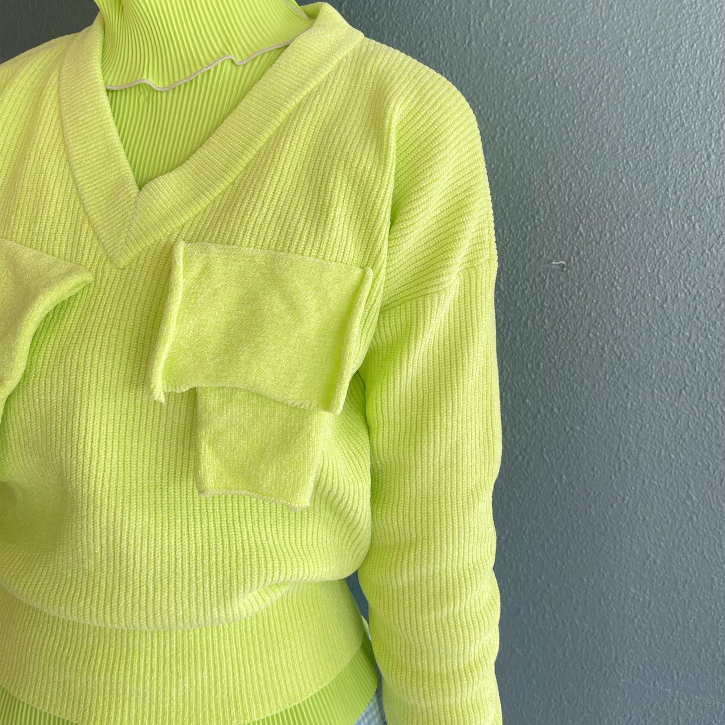 TODO V-NECK KNIT TOP / LIME / Vネックニットトップ