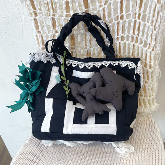 Patch work Bag+ / Black / パッチワークトートバッグ