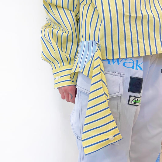 LAYERED SHIRT / YELLOW / ストライプレイヤードシャツ