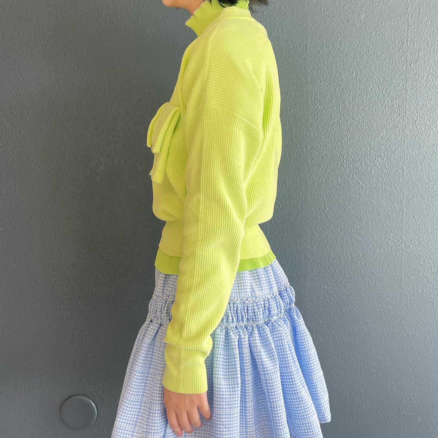 TODO V-NECK KNIT TOP / LIME / Vネックニットトップ