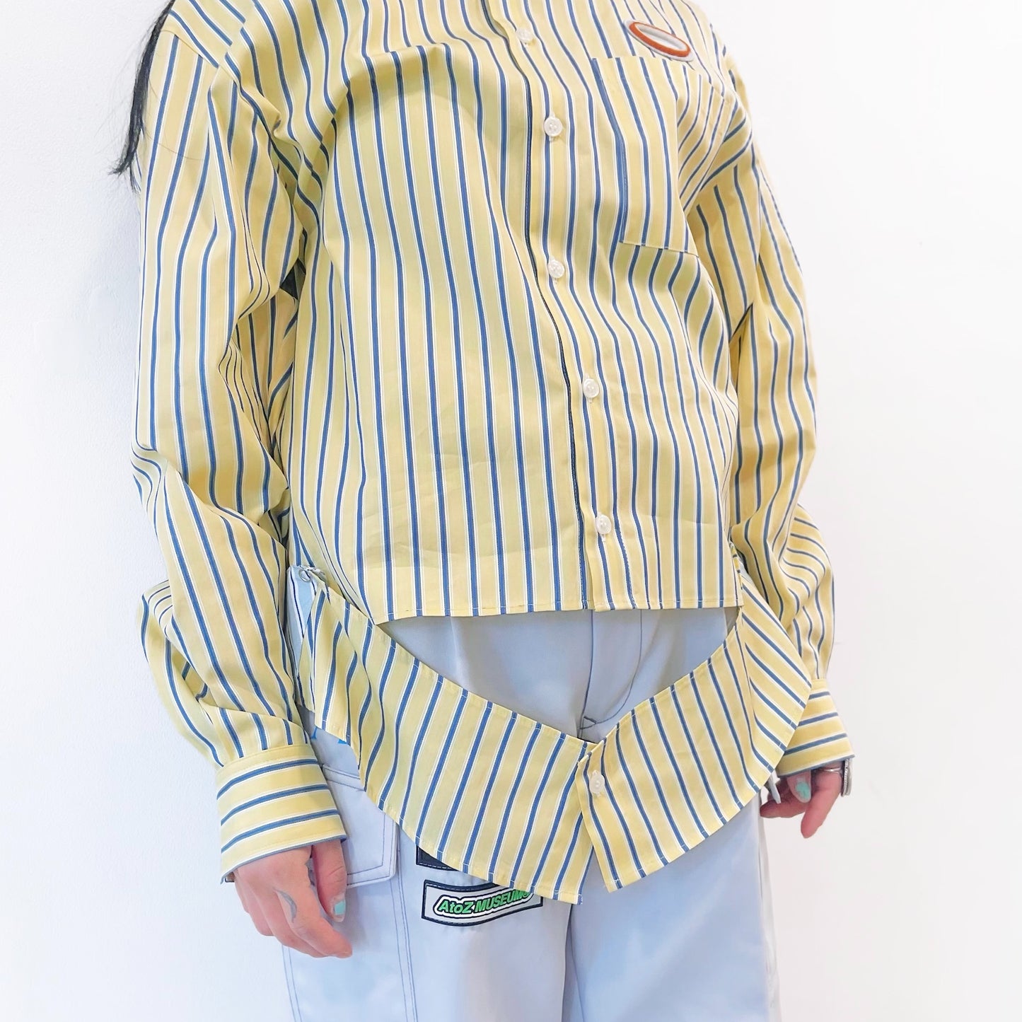 LAYERED SHIRT / YELLOW / ストライプレイヤードシャツ