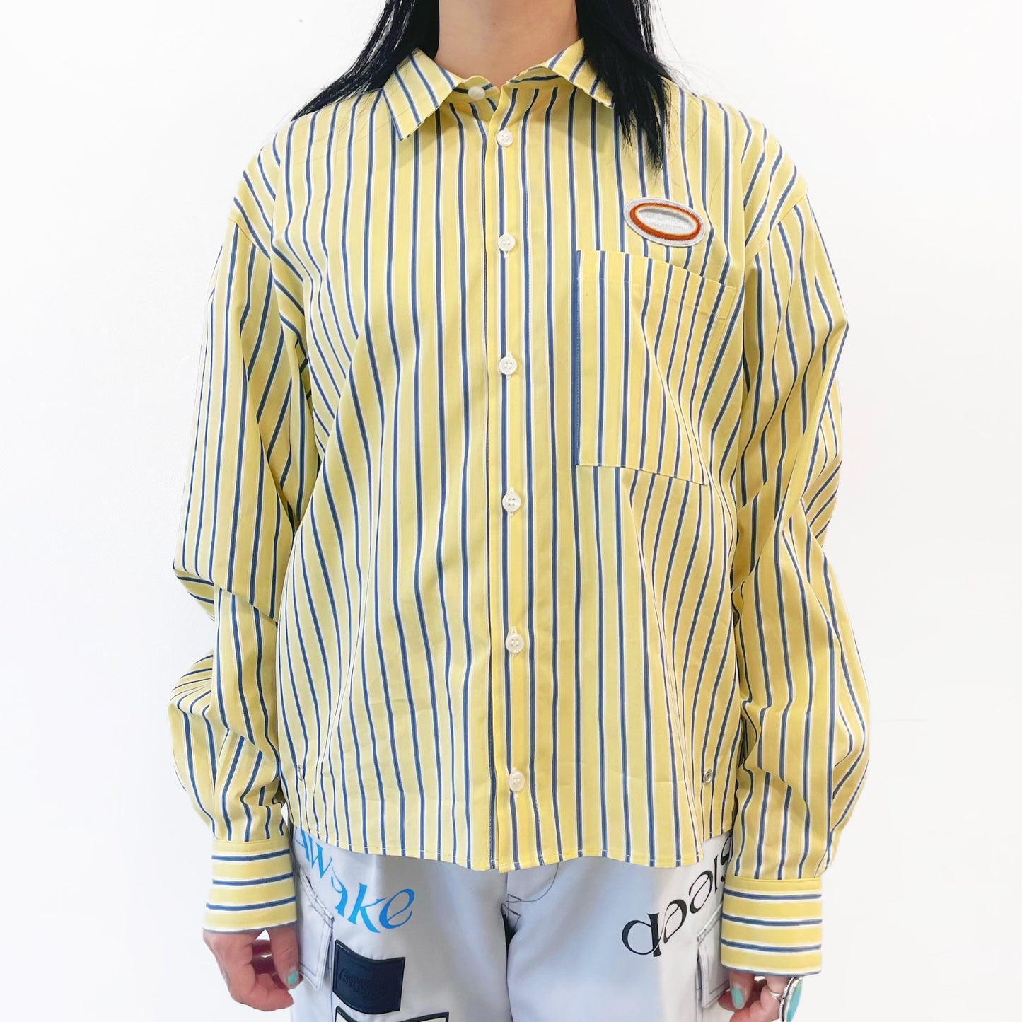 LAYERED SHIRT / YELLOW / ストライプレイヤードシャツ