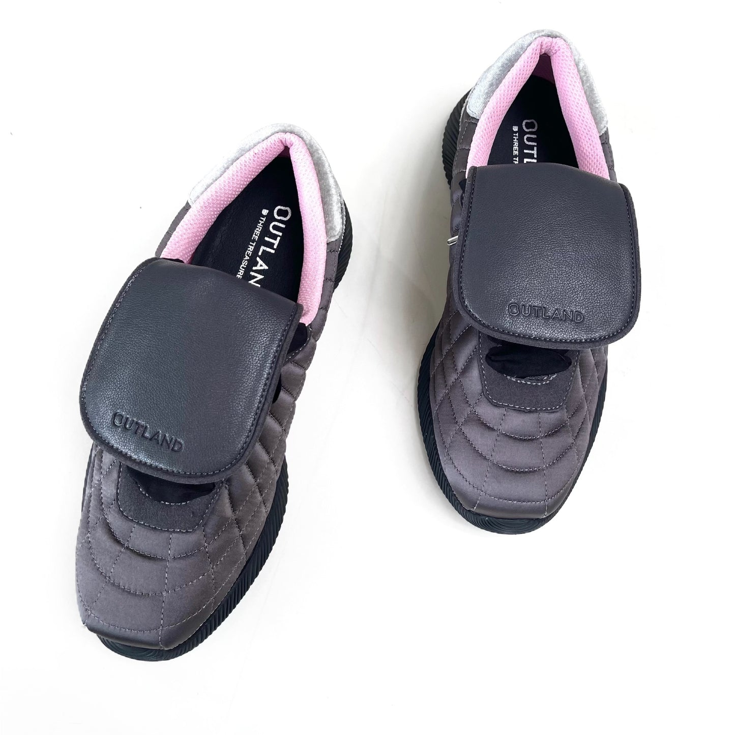 【OUTLAND】Beckham / Grey x Black / サテンシューズ