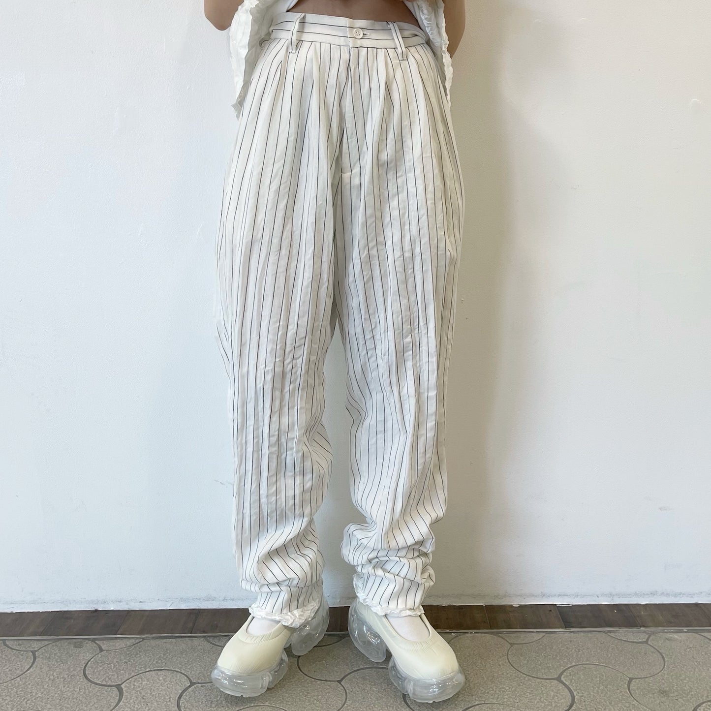 fulled pants / stripe / ウォッシュ加工パンツ