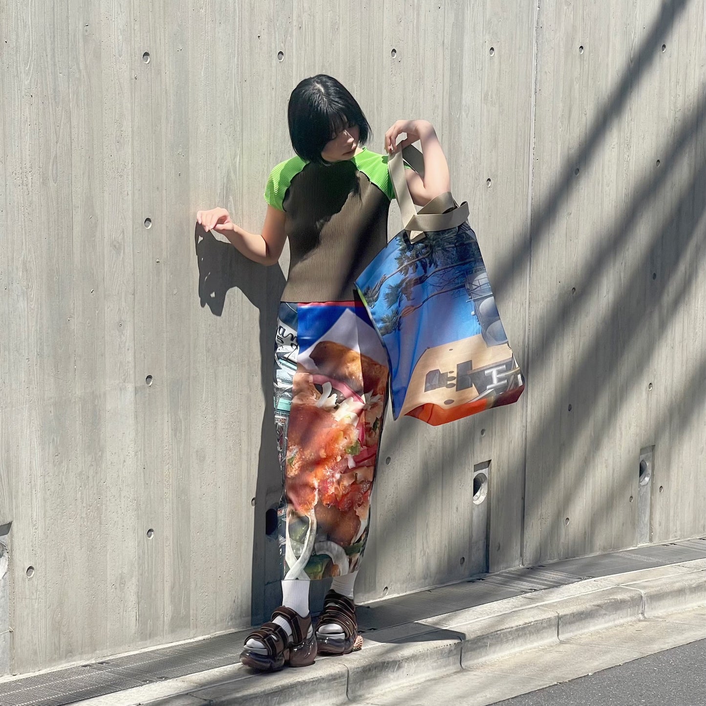 RAGLAN TINY TOP / GREEN / プリーツラグラントップ