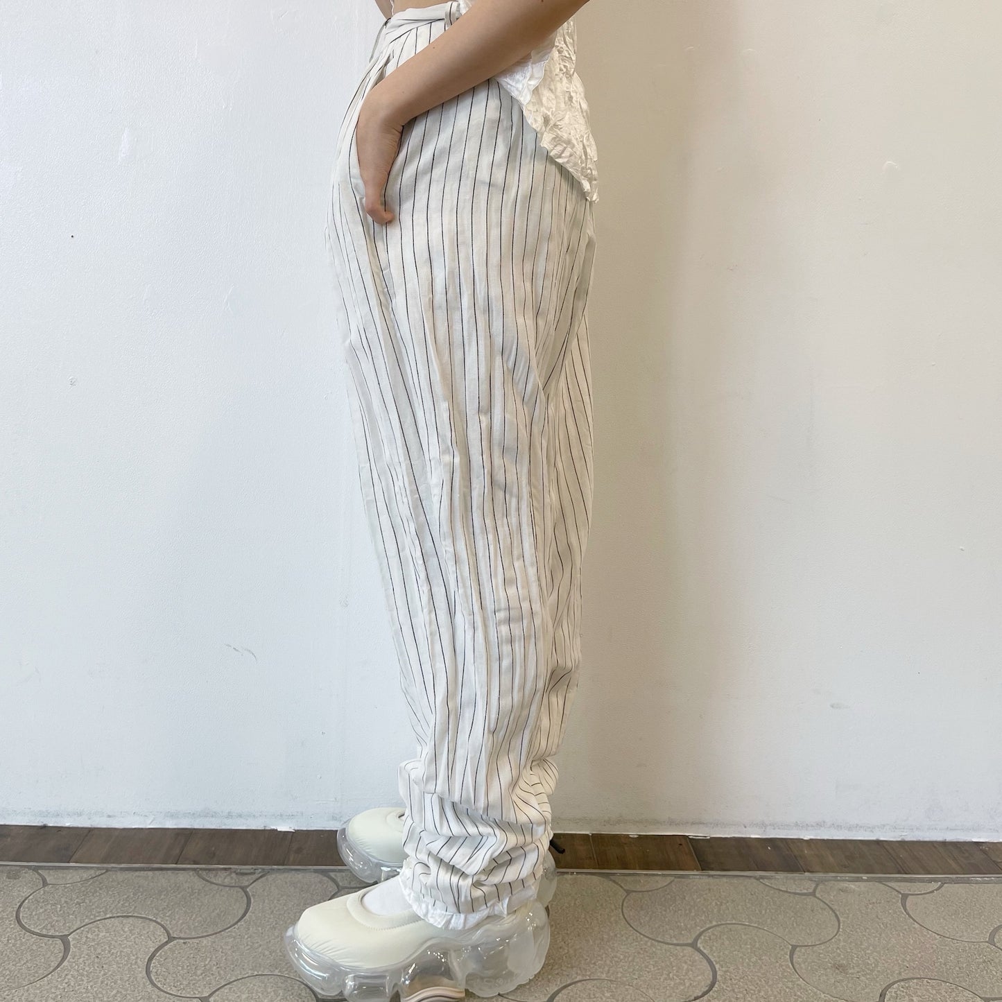 fulled pants / stripe / ウォッシュ加工パンツ