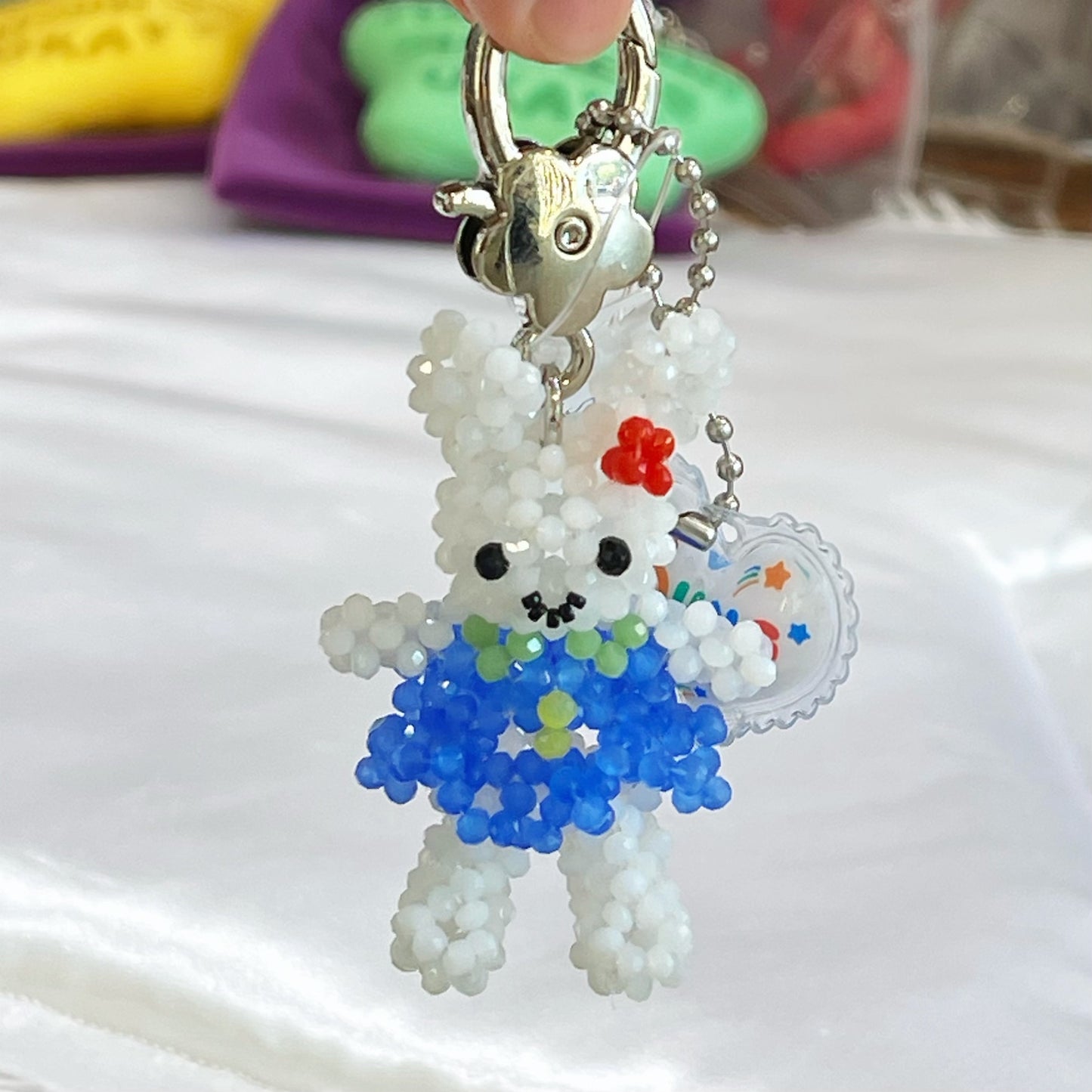 【YOUNGART】Blue Dress KIDDY Key Ring / うさぎのビーズキーリング