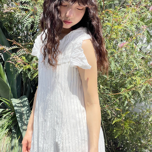 collapsed dress / stripe / ウォッシュ加工ドレス