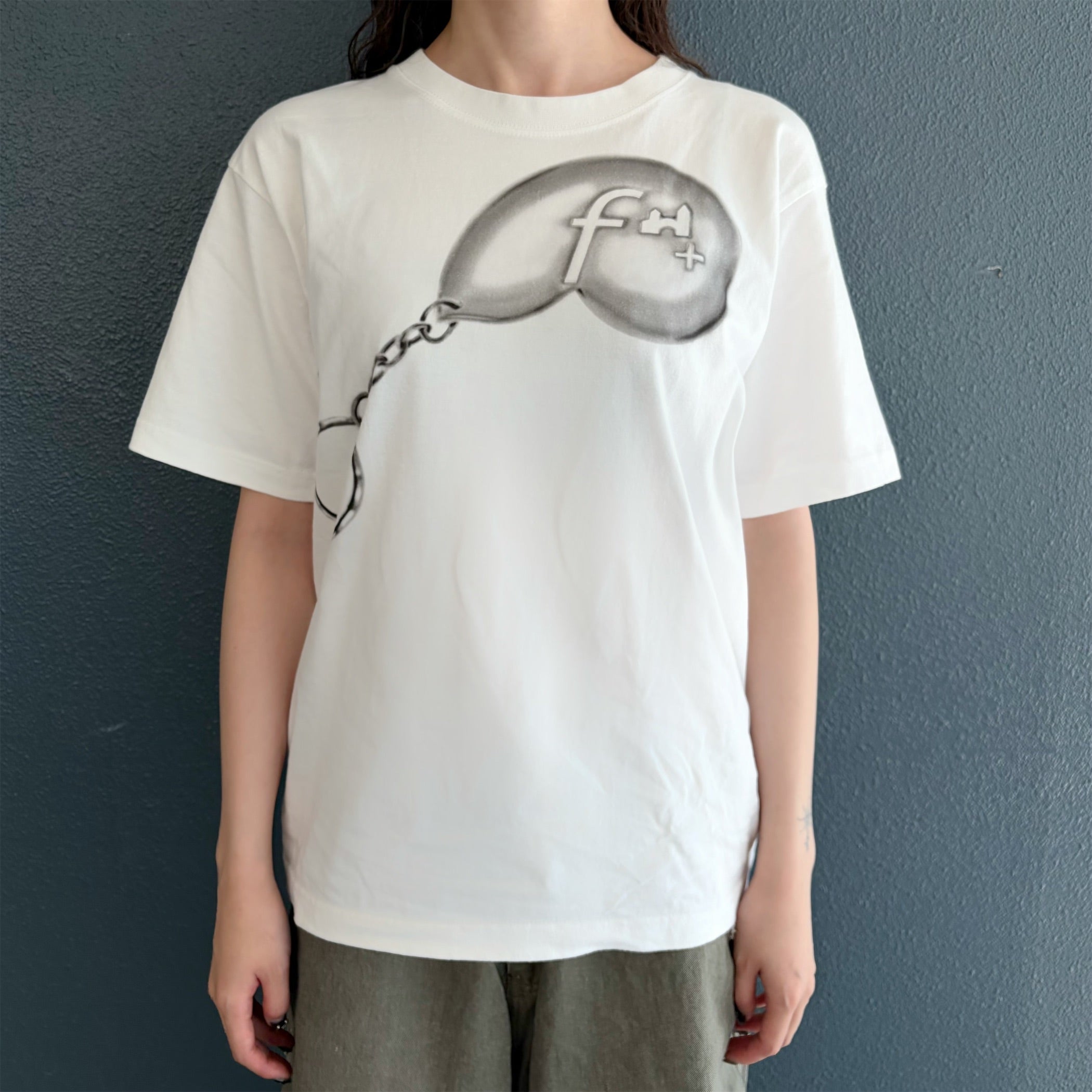 shell key chain print t shirt / white / オリジナルグラフィックT