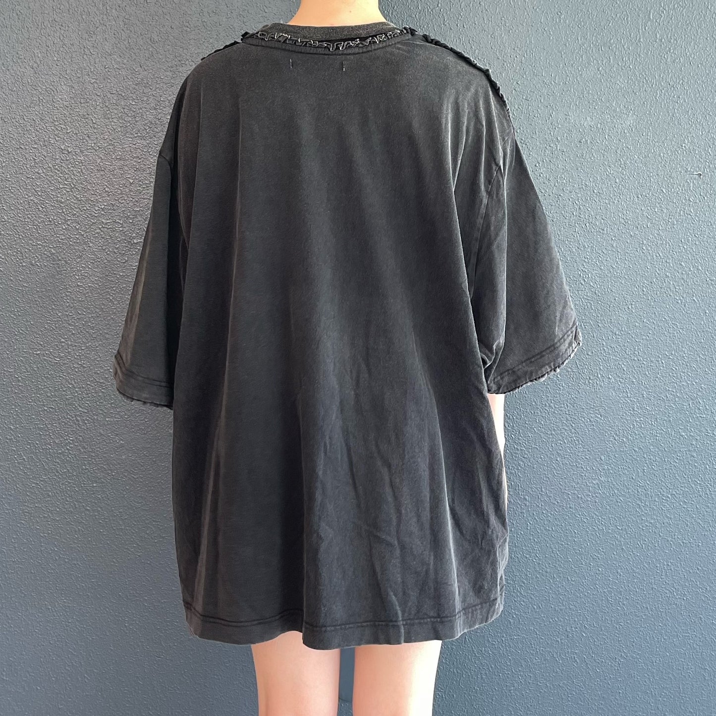 WASHED EARTH T-SHIRT / BLACK / ウォッシュ加工フリルTシャツ