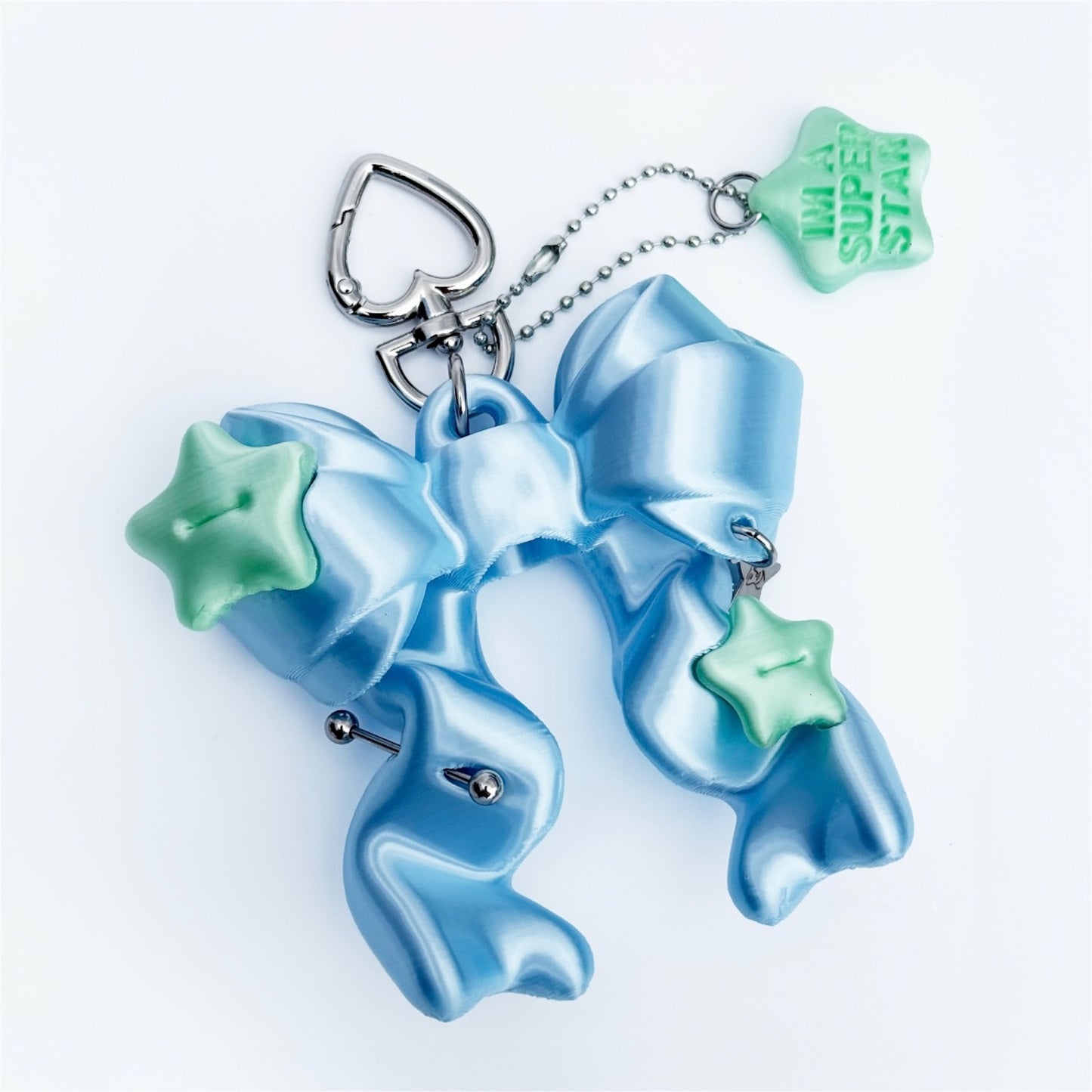 【SHEEP LIMITED】STAR RIBBON BALM KEYCHAIN star with text charm version / SKY BLUE + MELON / リボンリップバームキーチェーン
