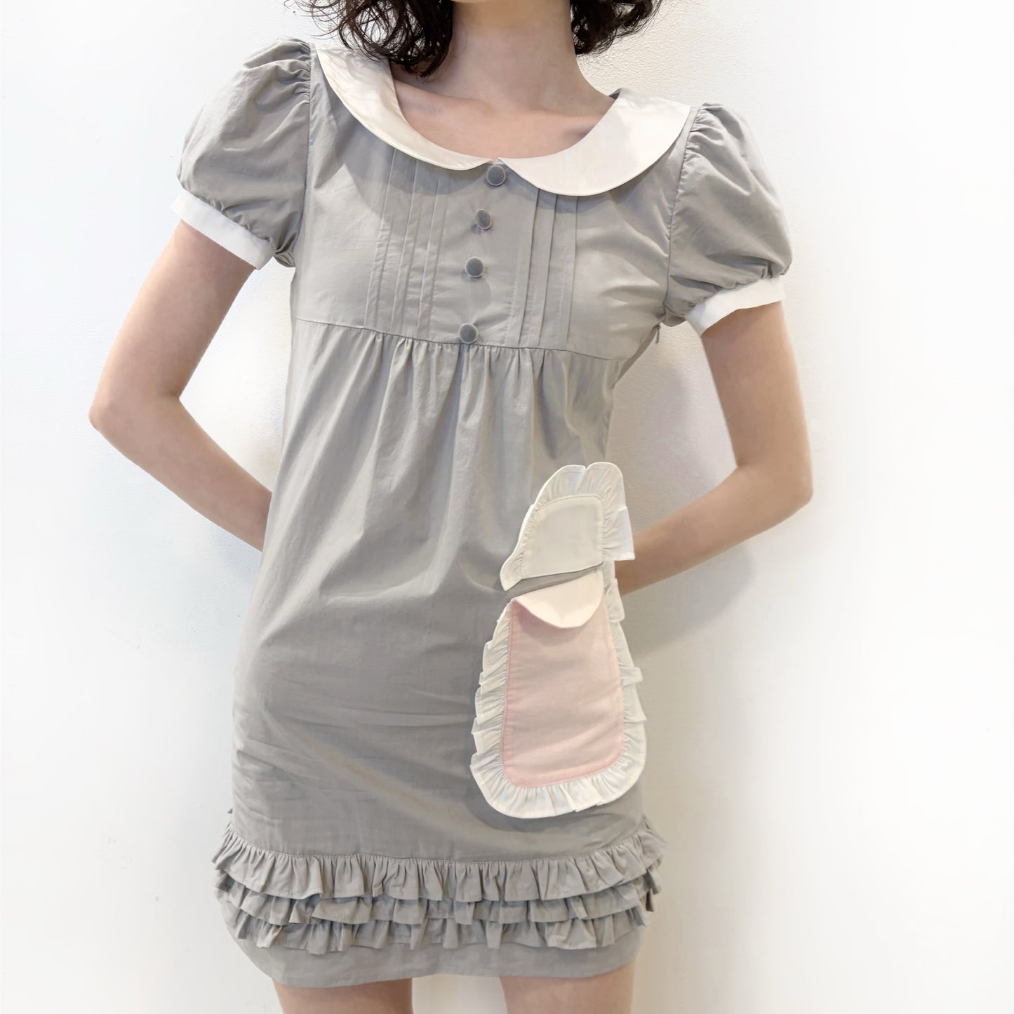 zZZ DRESS / GRAY / パフスリーブドレス